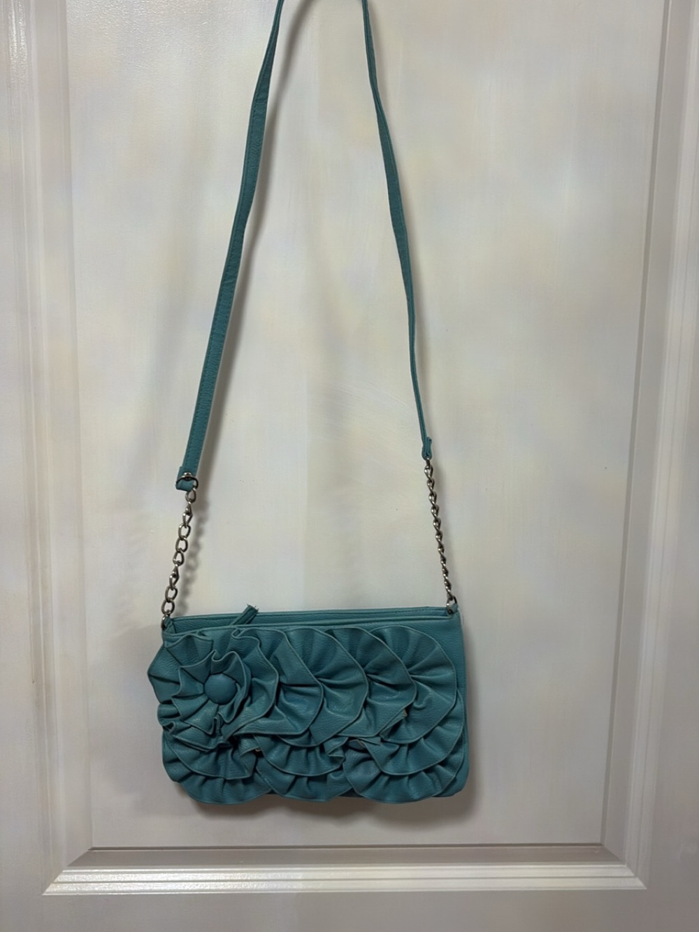 Teal Floral-Ruffle Crossbody Bag - Women